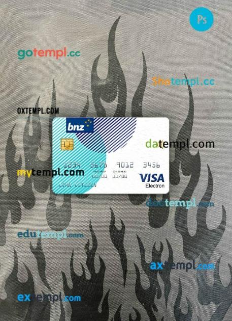 New Zealand BNZ Greymouth Bank visa electron card PSD scan and photo-realistic snapshot, 2 in 1