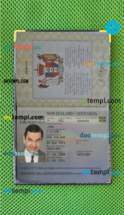 New Zealand passport PSDs, editable scan and photograghed picture template (2005-2009), 2 in 1