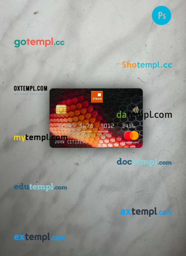 Nigeria GTBank mastercard PSD scan and photo taken image, 2 in 1