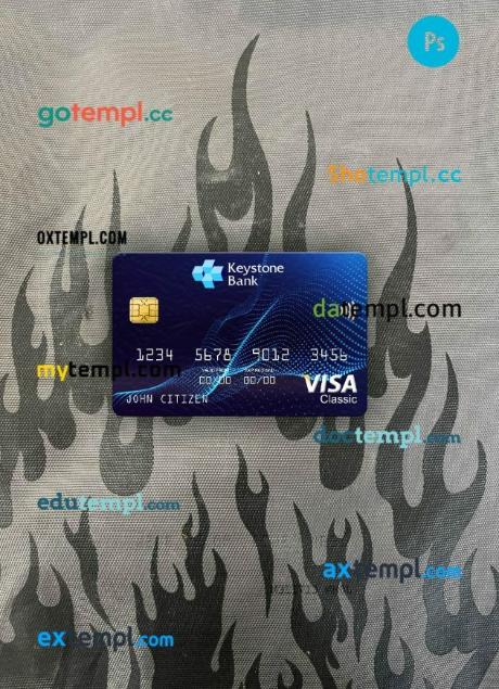 Nigeria Keystone Bank visa classic card PSD scan and photo-realistic snapshot, 2 in 1