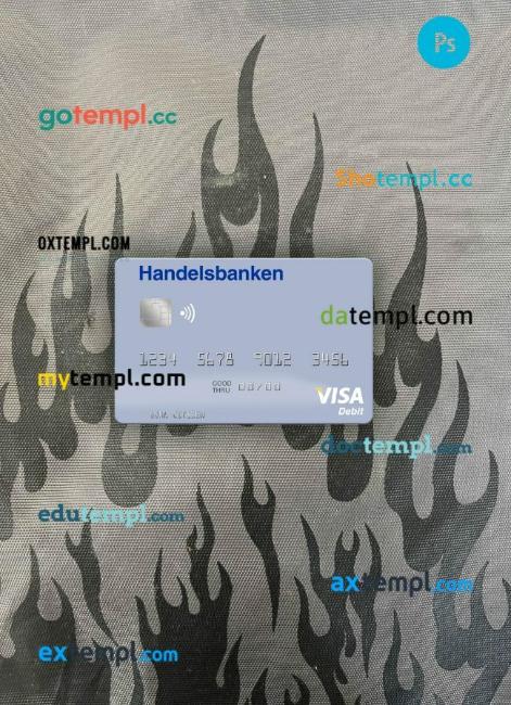Norway Handelsbanken visa debit card PSD scan and photo-realistic snapshot, 2 in 1