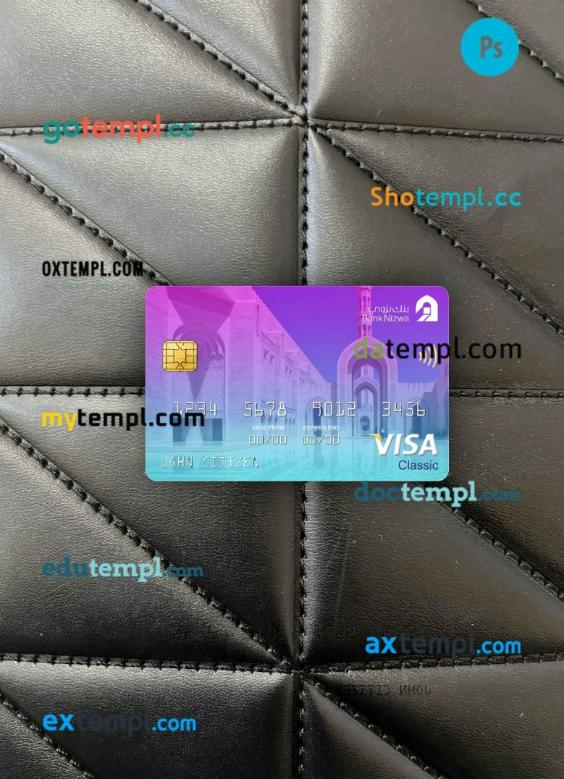 Oman Bank Nizwa visa classic card PSD scan and photo-realistic snapshot, 2 in 1