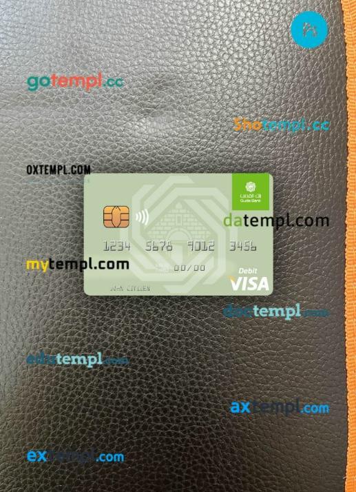 Palestine Al Quds Bank visa debit card PSD scan and photo-realistic snapshot, 2 in 1