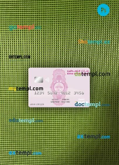 Palestine Bank of Palestine visa debit card PSD scan and photo-realistic snapshot, 2 in 1
