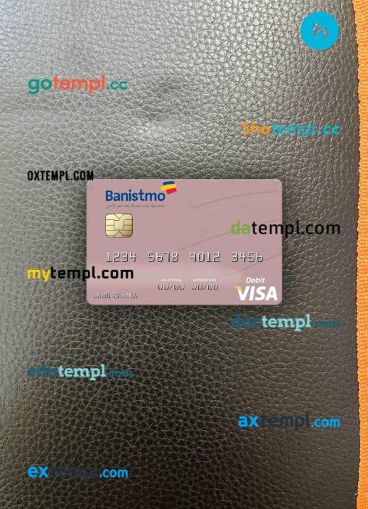 Panama Banco Banistmo visa debit card PSD scan and photo-realistic snapshot, 2 in 1