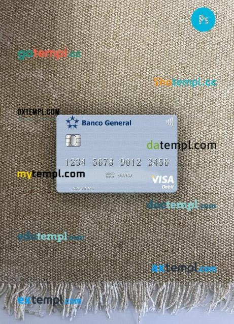 Panama Banco General visa debit card PSD scan and photo-realistic snapshot, 2 in 1