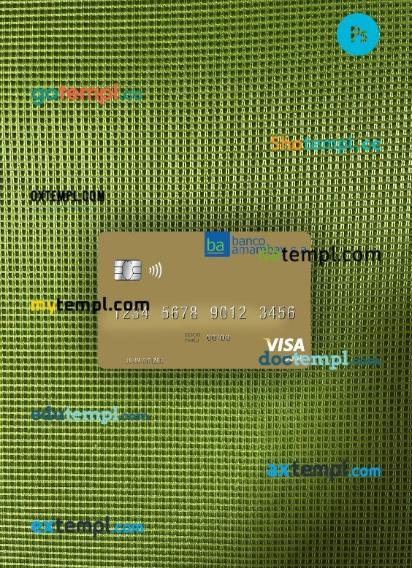 Paraguay Banco Amambay visa debit card PSD scan and photo-realistic snapshot, 2 in 1