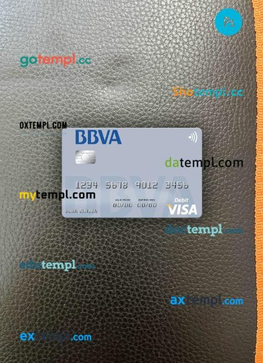 Paraguay Banco BBVA Bank visa debit card PSD scan and photo-realistic snapshot, 2 in 1