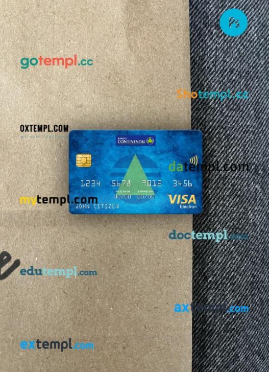 Paraguay Banco Continental S.A.E.C.A. bank visa electron card PSD scan and photo-realistic snapshot, 2 in 1