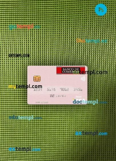 Peru Banco de Comercio visa debit card PSD scan and photo-realistic snapshot, 2 in 1