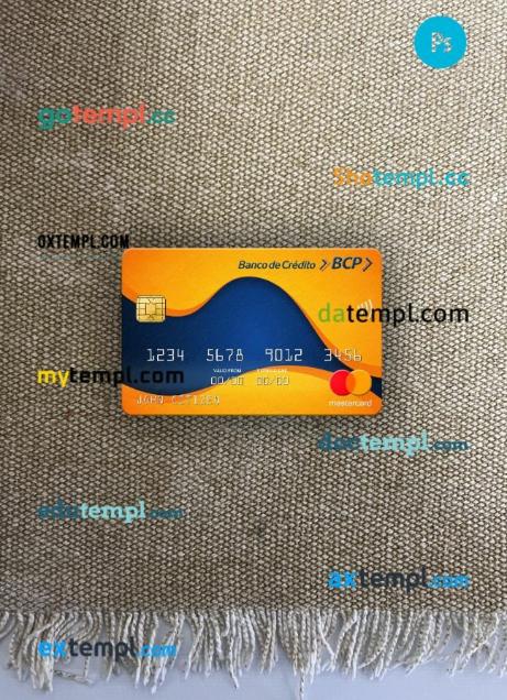 Peru Banco de Credito del Peru (BCP) bank mastercard PSD scan and photo taken image, 2 in 1