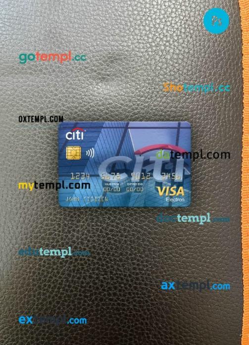 Peru Citibank visa electron card PSD scan and photo-realistic snapshot, 2 in 1