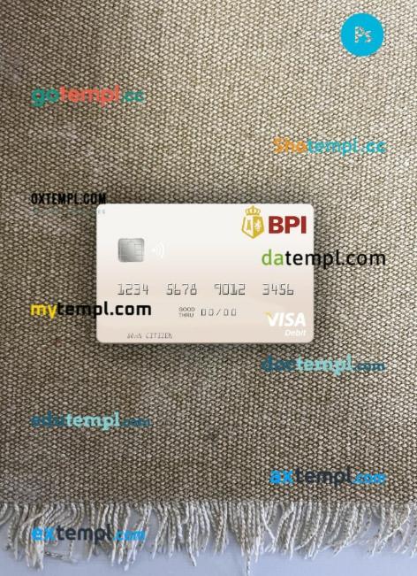 Philippines Bank of the Philippine Islands visa debit card PSD scan and photo-realistic snapshot, 2 in 1