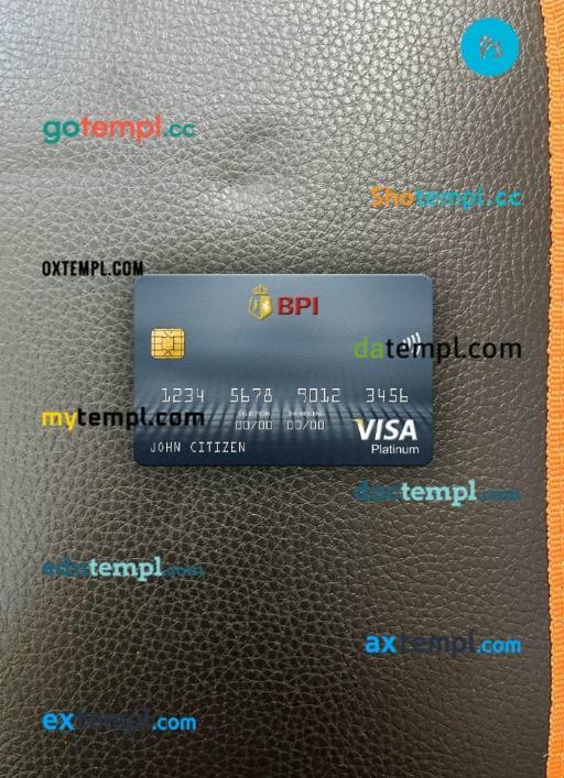 Philippines Bank of the Philippine Islands visa platinum card PSD scan and photo-realistic snapshot, 2 in 1