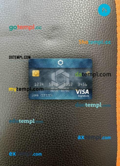 Philippines Rizal Commercial Banking Corporation (RCBC) visa signature card PSD scan and photo-realistic snapshot, 2 in 1