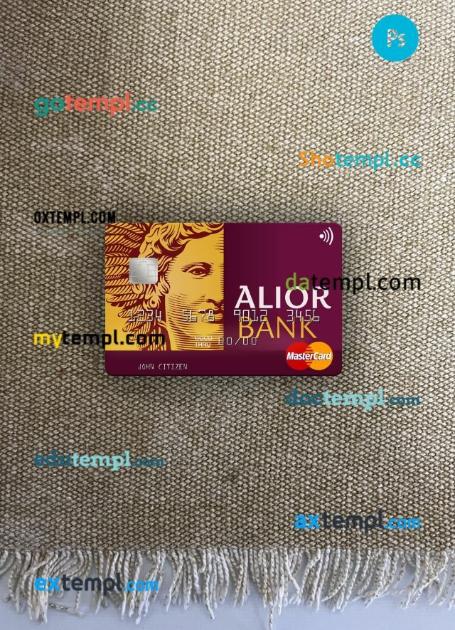Poland Alior Bank mastercard PSD scan and photo taken image, 2 in 1