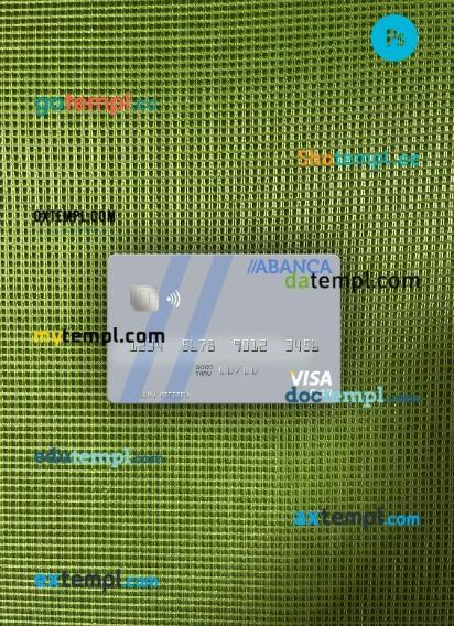 Portugal Abanca visa debit card PSD scan and photo-realistic snapshot, 2 in 1