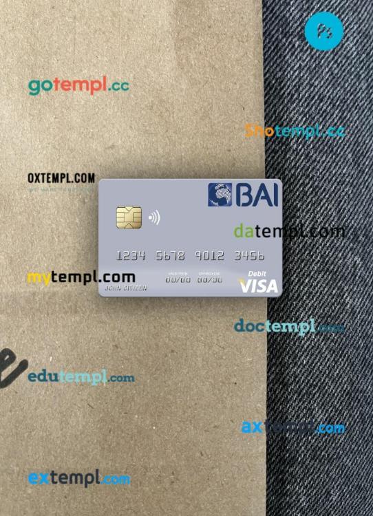 Portugal Banco BAI Europa visa debit card PSD scan and photo-realistic snapshot, 2 in 1