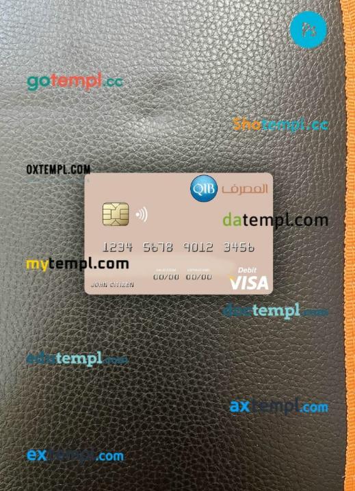 Qatar Islamic Bank visa debit card PSD scan and photo-realistic snapshot, 2 in 1