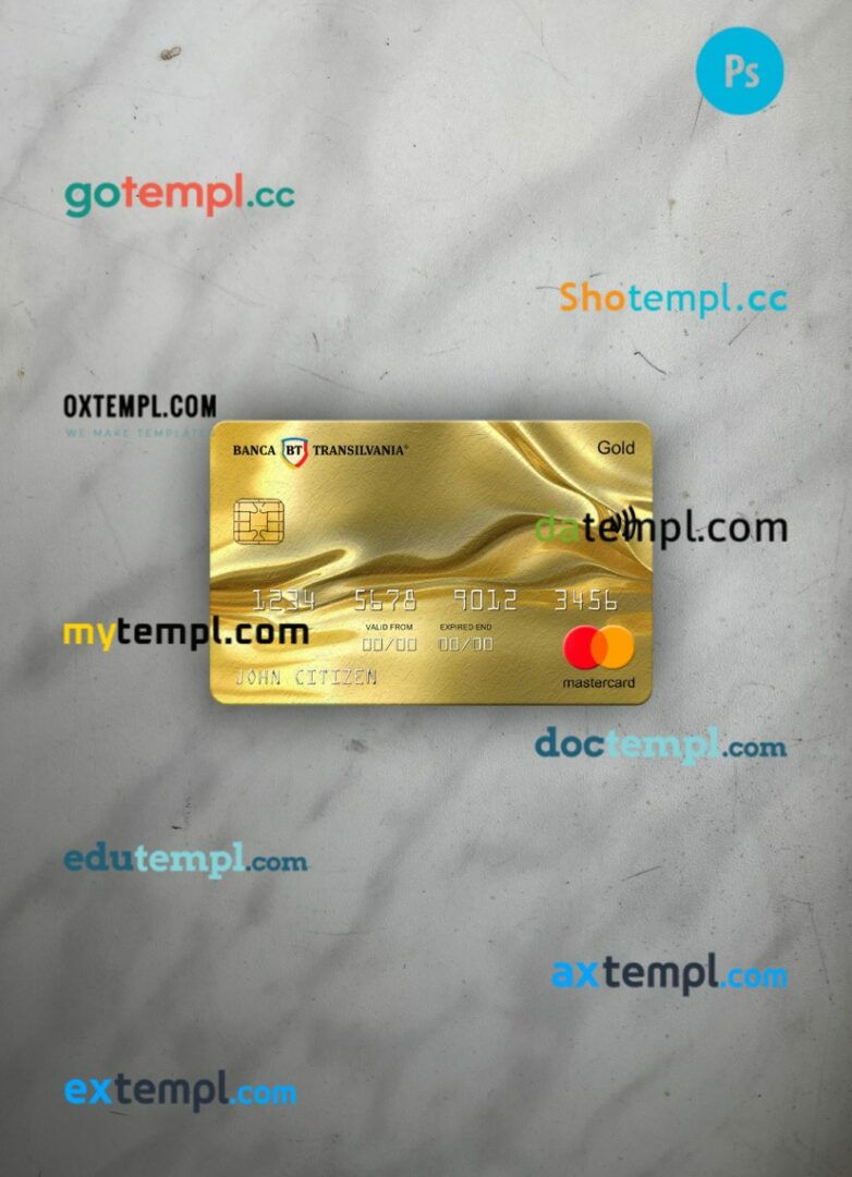 Romania Banca Transilvania bank mastercard gold PSD scan and photo taken image, 2 in 1