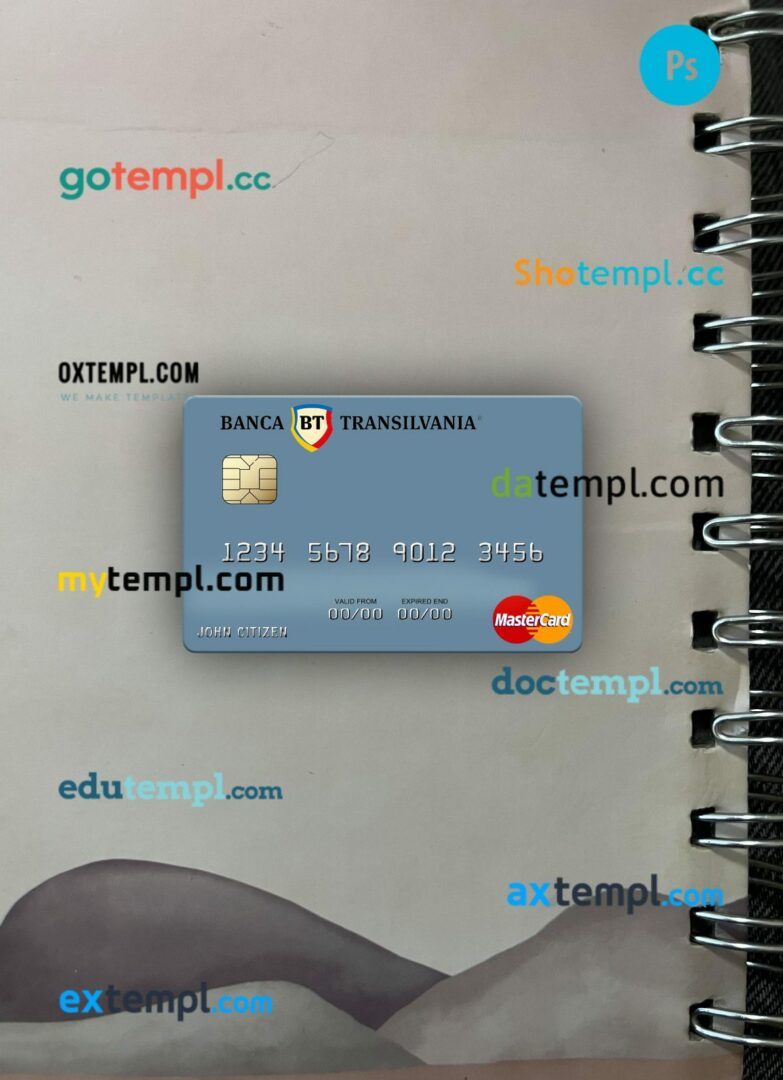 Romania Banca Transilvania mastercard PSD scan and photo taken image, 2 in 1