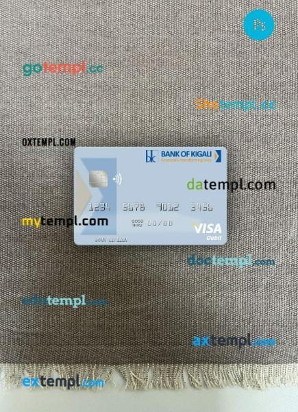 Rwanda Bank of Kigali visa debit card PSD scan and photo-realistic snapshot, 2 in 1