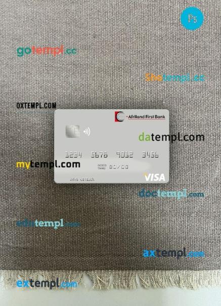 Sao Tome and Principe Afriland First Bank visa debit card PSD scan and photo-realistic snapshot, 2 in 1
