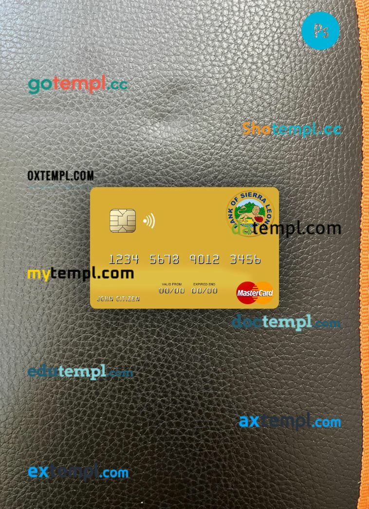 Sierra Leone Bank of Sierra Leone mastercard PSD scan and photo taken image, 2 in 1