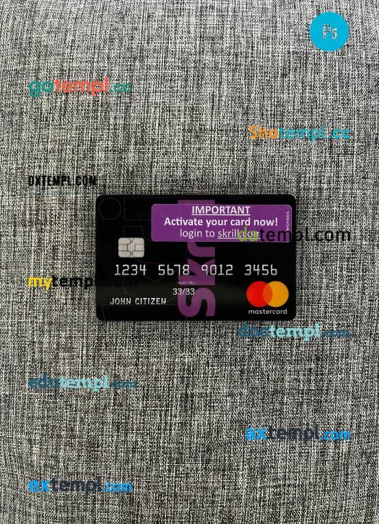 Skrill Mastercard 2 PSD scan and photo taken image, 2 in 1