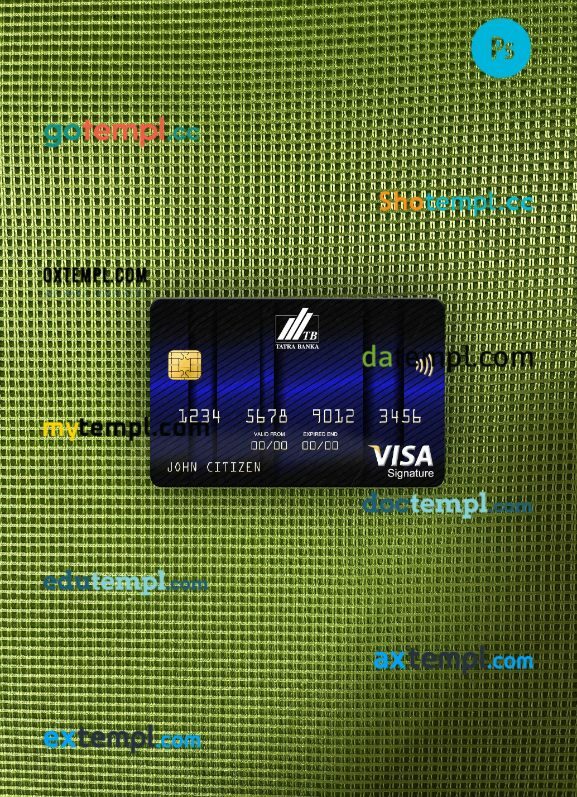 Slovakia Tatra Bank visa signature card PSD scan and photo-realistic snapshot, 2 in 1