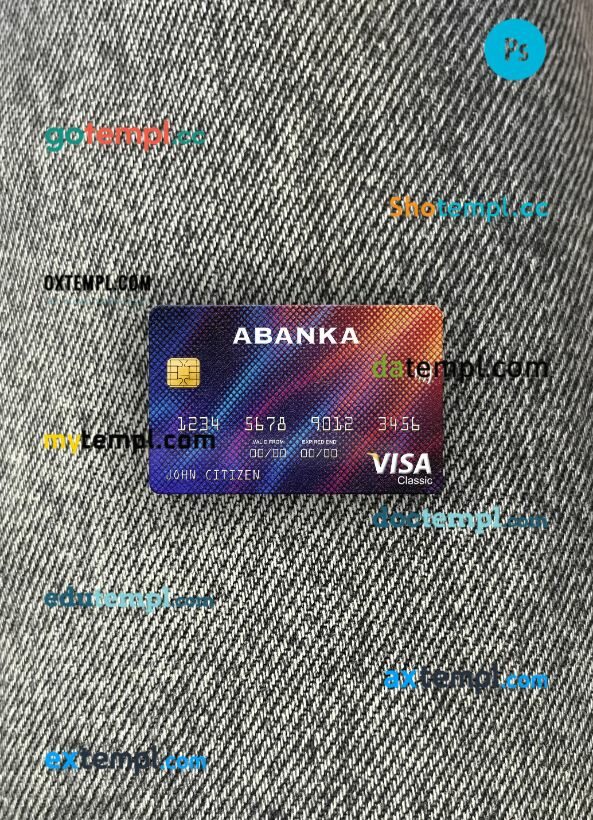 Slovenia Abanka d.d bank visa classic card PSD scan and photo-realistic snapshot, 2 in 1