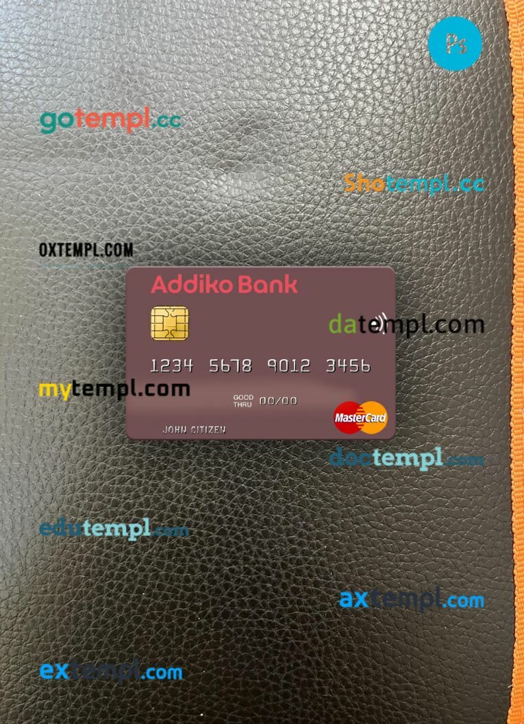 Slovenia Addiko Bank mastercard PSD scan and photo taken image, 2 in 1