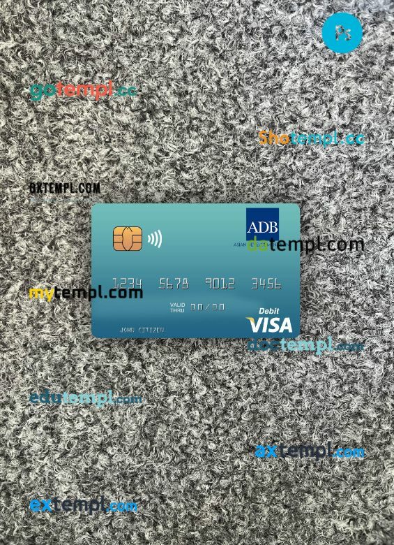 Solomon Islands ADB Bank visa debit card PSD scan and photo-realistic snapshot, 2 in 1