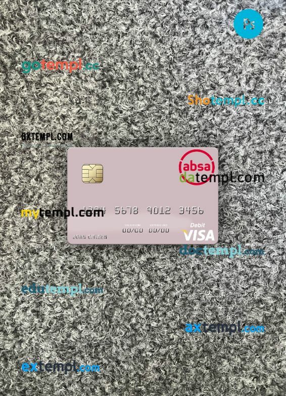South Africa Absa Group Limited visa debit card PSD scan and photo-realistic snapshot, 2 in 1