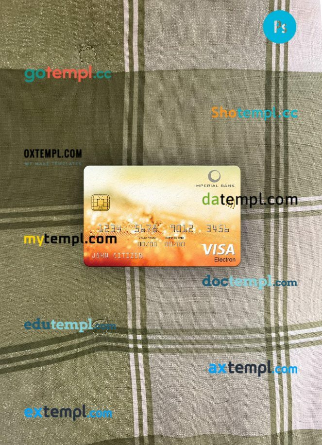 South Africa Imperial Bank visa electron card PSD scan and photo-realistic snapshot, 2 in 1