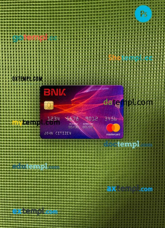 South Korea BNK bank mastercard PSD scan and photo taken image, 2 in 1