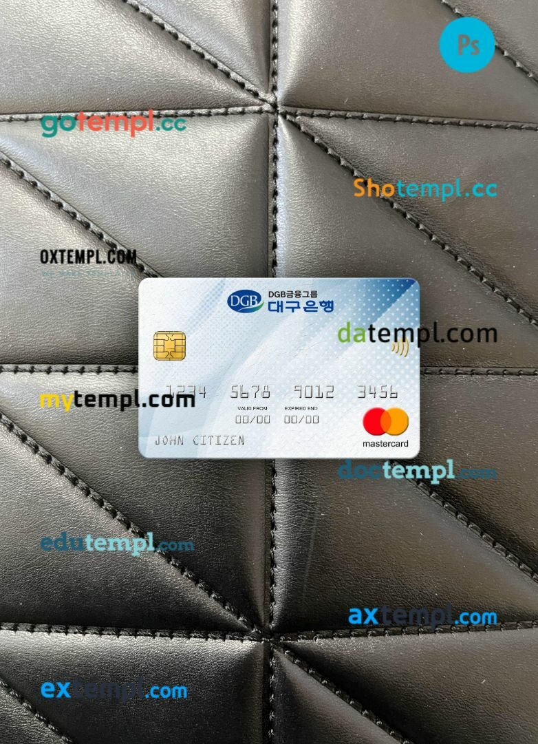 South Korea Daegu bank mastercard PSD scan and photo taken image, 2 in 1