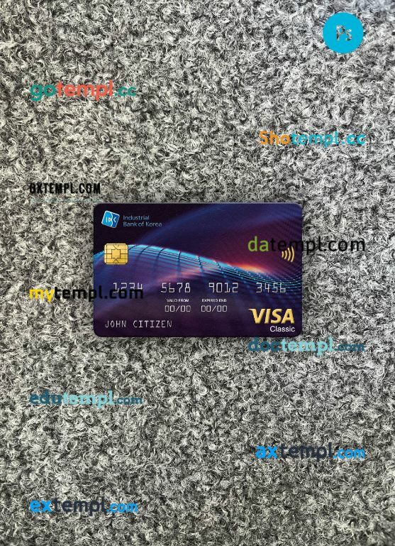 South Korea Industrial Bank visa classic card PSD scan and photo-realistic snapshot, 2 in 1