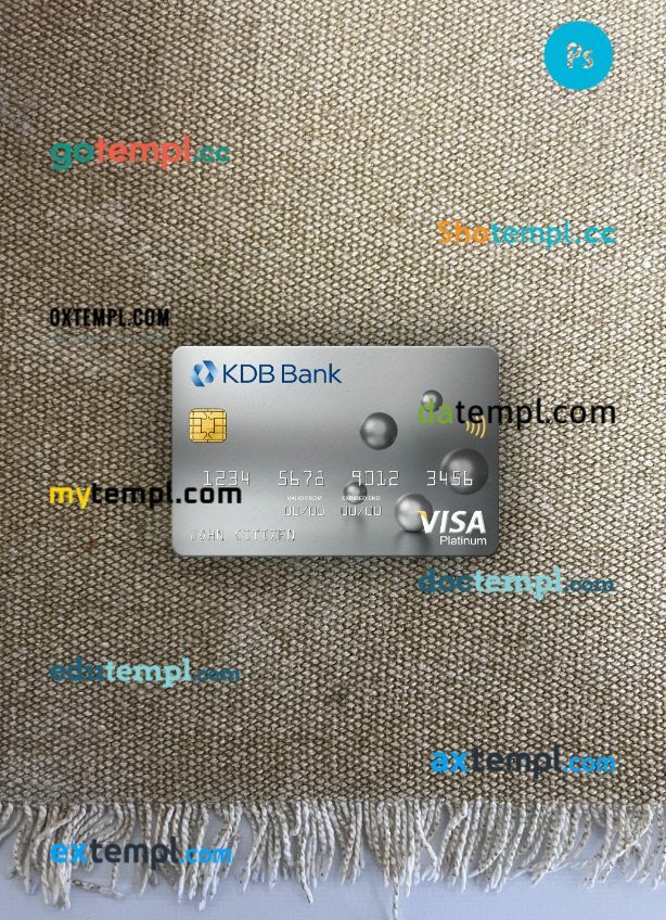 South Korea KDB bank visa platinum card PSD scan and photo-realistic snapshot, 2 in 1