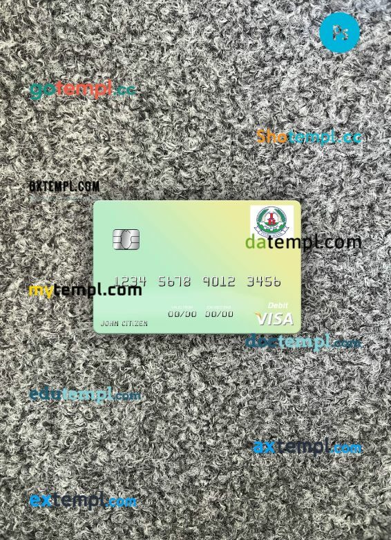 South Sudan Ivory Bank visa debit card PSD scan and photo-realistic snapshot, 2 in 1