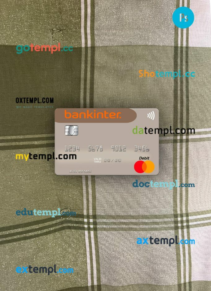 Spain Bankinter mastercard PSD scan and photo taken image, 2 in 1