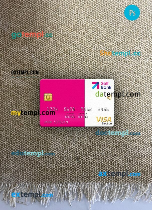 Spain Self Bank visa electron card PSD scan and photo-realistic snapshot, 2 in 1