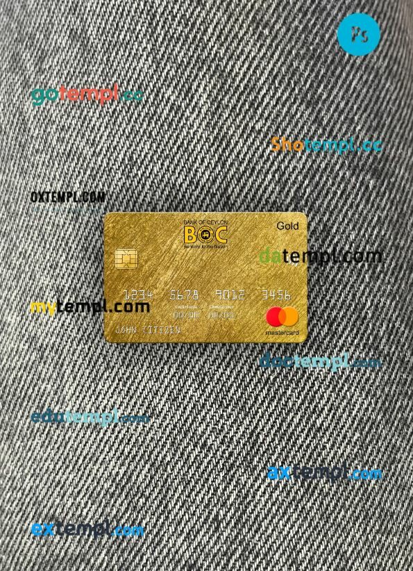 Sri Lanka Bank of Ceylon bank mastercard gold PSD scan and photo taken image, 2 in 1