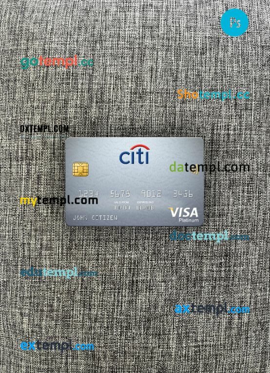 Sweden Citibank visa platinum card PSD scan and photo-realistic snapshot, 2 in 1
