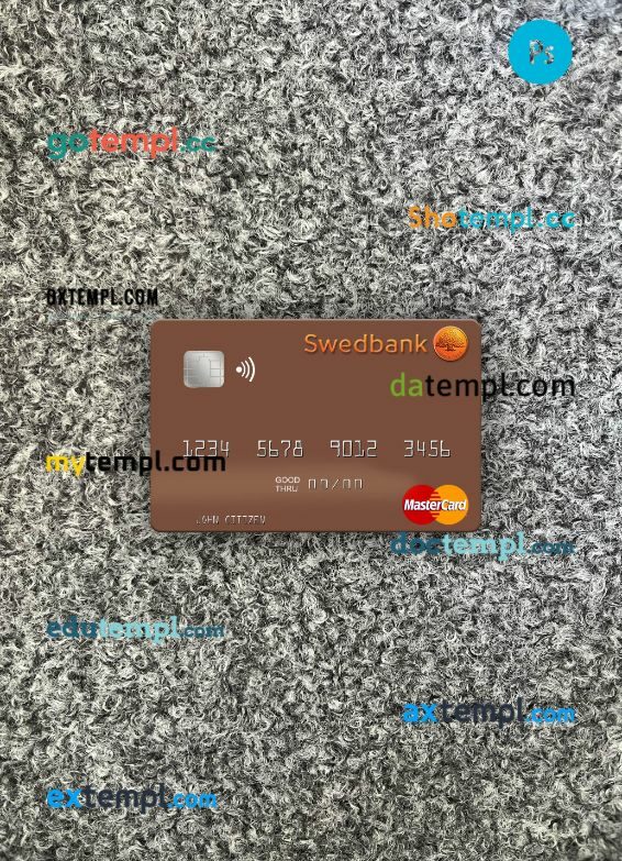 Sweden Swedbank mastercard PSD scan and photo taken image, 2 in 1