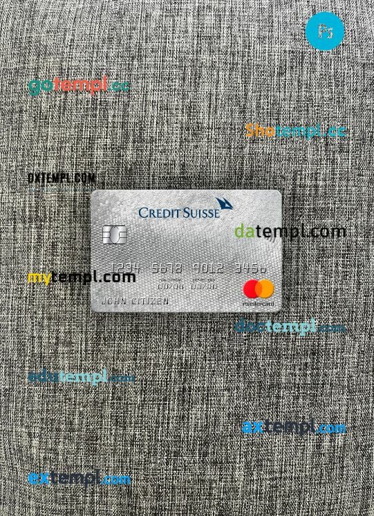 Switzerland Credit Suisse bank mastercard PSD scan and photo taken image, 2 in 1