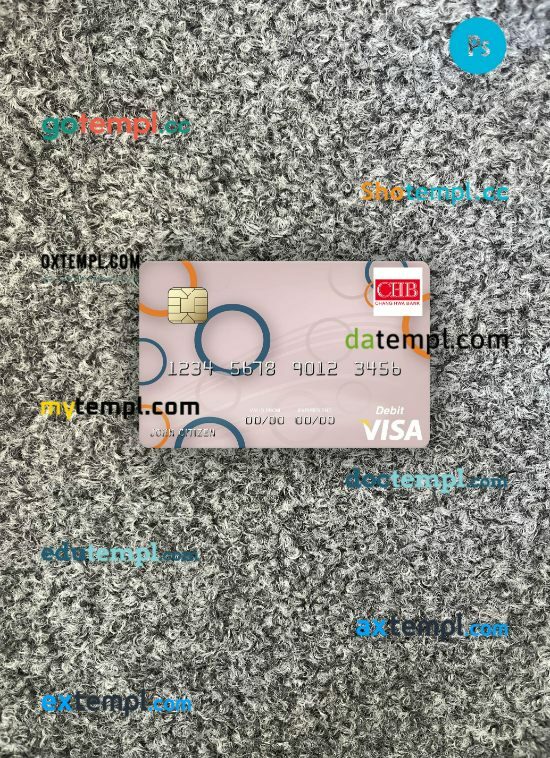 Taiwan Chang Hwa Bank visa debit card PSD scan and photo-realistic snapshot, 2 in 1