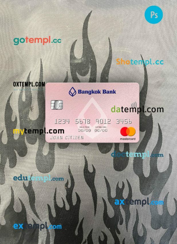 Thailand Bangkok bank mastercard PSD scan and photo taken image, 2 in 1