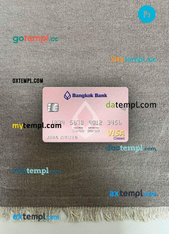 Thailand Bangkok bank visa classic card PSD scan and photo-realistic snapshot, 2 in 1