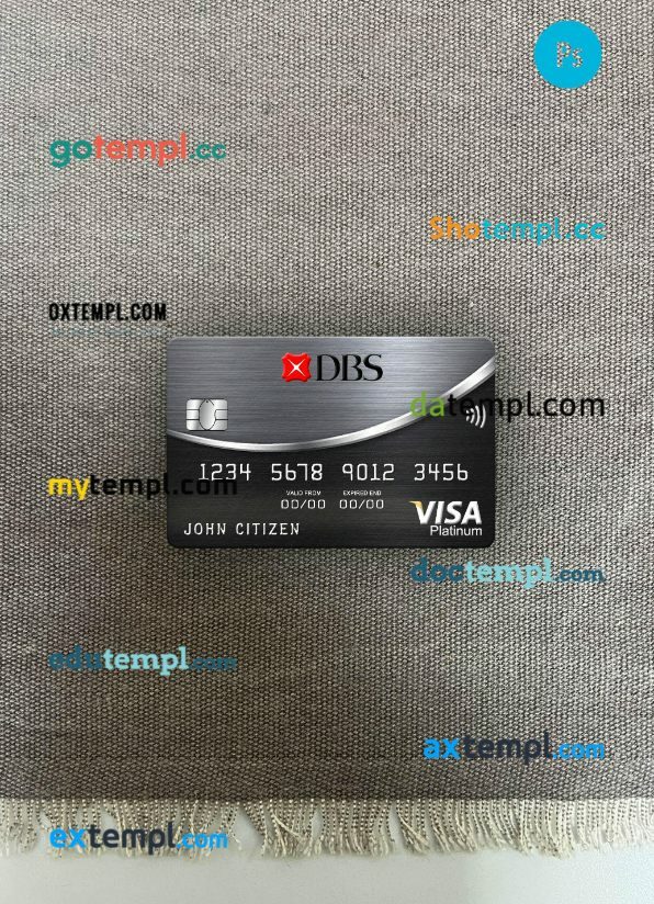 Thailand DBS bank platinum visa card PSD scan and photo-realistic snapshot, 2 in 1